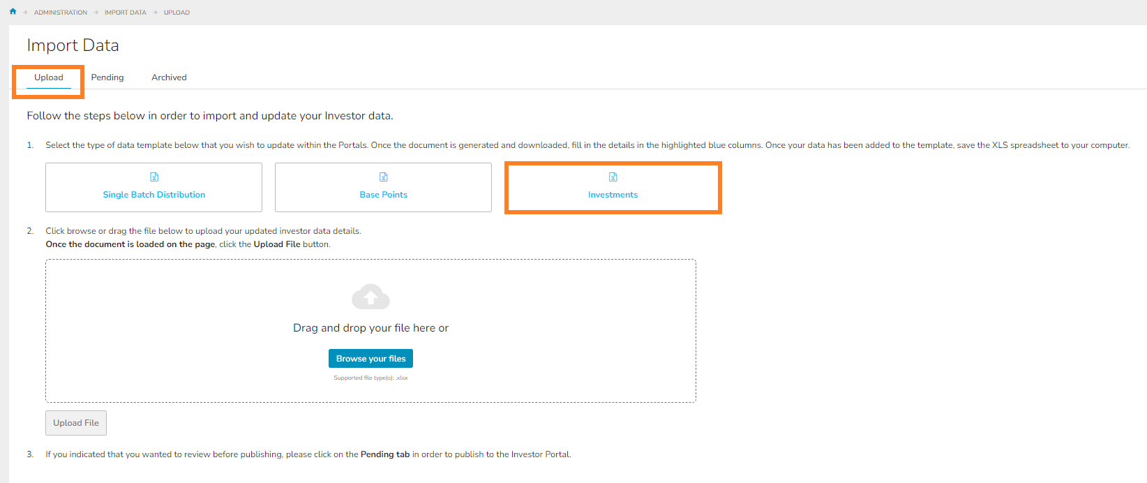 Bulk Add Investment – IMS Help Center